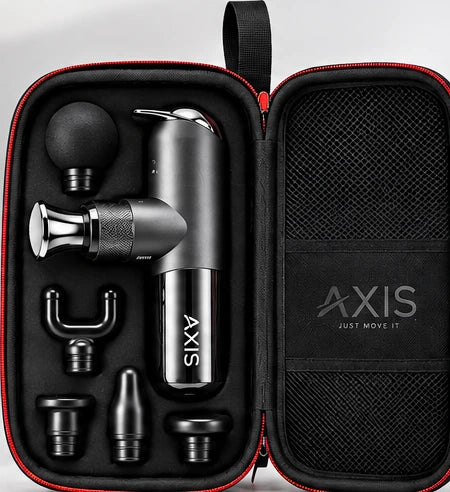 AXIS massage gun, carrying case and interchangeable attachments